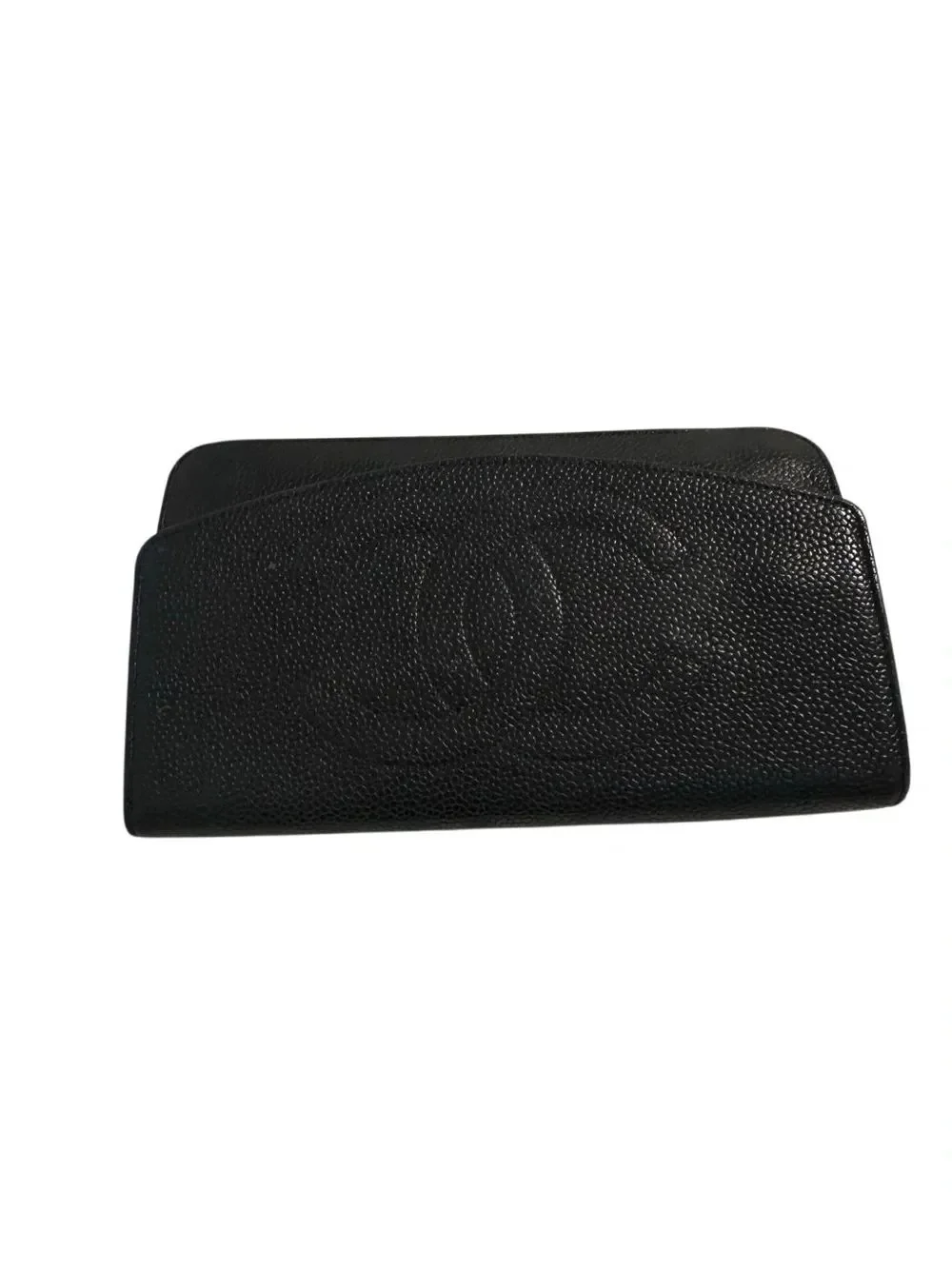 CHANEL Black Textured Caviar Leather Flap Clutch